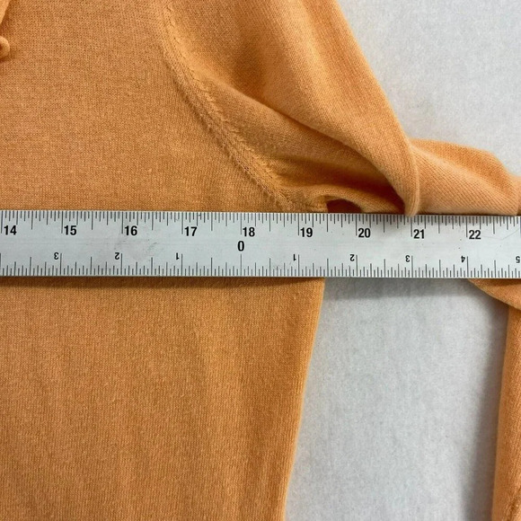 Talbots Cardigan Womens Sz M Orange Sweater Ruffle V Neck Wool Blended Button Up - Picture 3 of 12